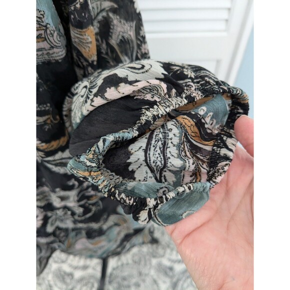 Maurices Top Sz 3X Boho Sheer Multi Paisley Off The Shoulder Peplum Ruffle Trim - Picture 5 of 14